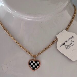Gold and Black Heart Pendant Necklace